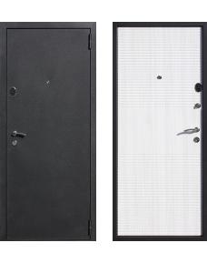 Дверь эконом: антивандальное порошковое покрытие, цвет "Черный муар" + МДФ-панель (10 мм), цвет "Белый ясень" купить с установкой