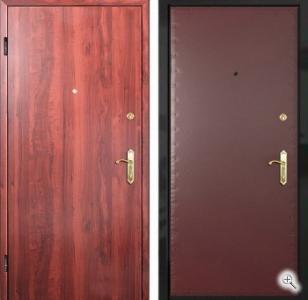 Дверь в квартиру с отделкой порошковым напылением и гладкой винилискожей. купить с установкой